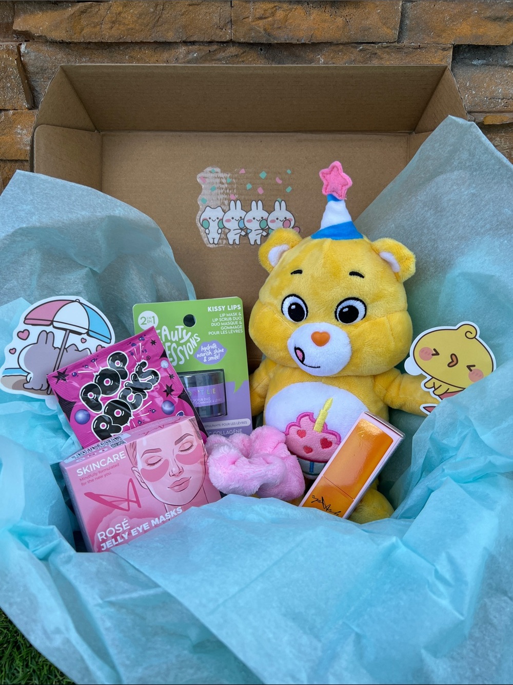 Care Bears plush special BIRTHDAY PARTY BOX!!! 🎉 Fun Tween Teen Bestie gift 💝 🎂